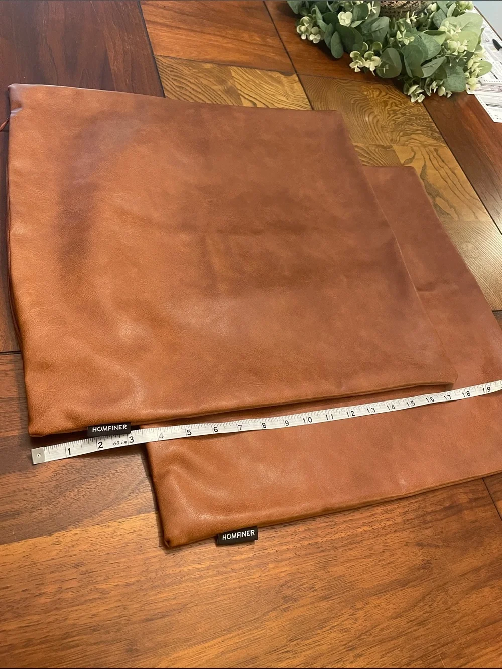 Cognac Brown Faux Leather Accent Pillow Covers - Set of 2 - C9